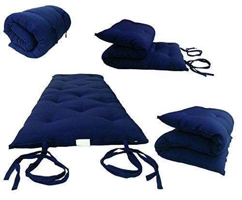 D&D Futon Furniture Traditional Japanese Floor Futon Mattresses, Foldable Cushion Mats, Yoga, Meditaion Single Size 3" Thick X 27" Wide X 80" Long (Navy) - color: Navy