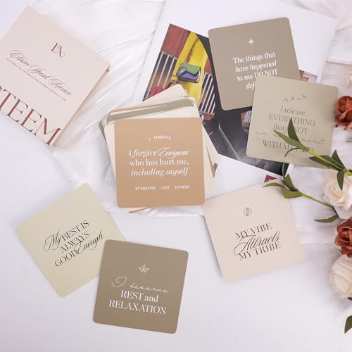 Esteem Daily Affirmation Cards for Manifestation, Self Care, Self Love Stress Relief 4 x4 Inspirational with Quotes 50 Mindfulness Box Women and Men
