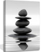 Zen Canvas Wall Art Black Stacked Stone Poster Print for Spas Bathrooms Yoga Rooms Meditation Spaces Ready to Hang 12x16in Framed - color: Canvas Black Stone, size: 16"L x 12"W