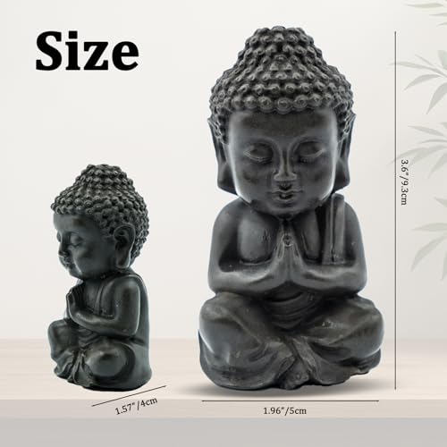 Small Buddha Statue, 3.5“ Zen Sculpture for Home Decor, Indoor Small Buddha Figurines for Home Feng Shui Decor(Cast Iron-Praying)