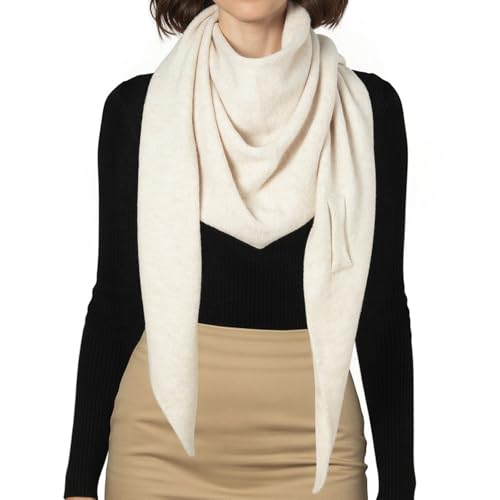RIIQIICHY Shawl Wrap Women Pashmina Triangle Cape Knit Sweater Scarf for Fall Winter Fashion Accessory - color: Beige