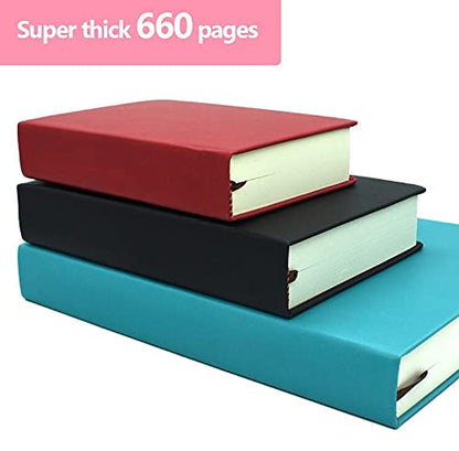 A5 Blank Notebook PU Leather Hard Cover Notebook Journals Thick Sketchbook 660 Pages 80gsm Paper Notepad Daily Work Student Notebook Drawing Sketch Pad Notebook for Sketching Writing - color: red