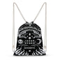 Skull Skeleton Witch Board Tarot Black Art Portable Canvas Drawstring Backpack with Drawstring Pockets 35x50cm - color: Skull Skeleton Witch Board Tarot Black Art, size: 35x50cm