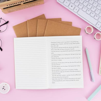 EOOUT 100pcs Lined A5 Kraft Notebook, Journals for Travelers 8.3x5.5in Notebooks 30 Sheets/60 Pages for Students and Office Travel Journal Set - style: Lined-100pack