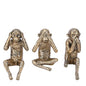 DOVDOV Three Wise Monkeys Statue Set: Hear No Evil, See No Evil, Speak No Evil Monkey Sculpture Gold Home Decor for Bookshelves, Offices, Living Room Coffee Tables, and Partition Decor Small Figurine