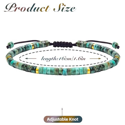 BONNY BOXX Braided Genuine Bracelet, Elegant Handcrafted Natural Gemstone Crystal Bracelet Healing Power Energy Inspirational Gifts with Card for Unisex - color: African Turquoise, size: 2*4MM
