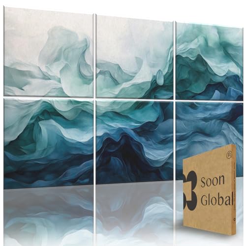 Soon Global Acoustical Wall Panels, 72 X 48 Inches Art Acoustic Panels, Decorative Acoustic Panels, Acoustic Wall Panels, Sound Absorbing Wall Art, Aqua Dreams - color: Aqua Dreams, size: 72 X 48 Inches
