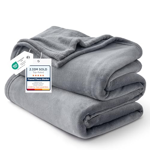 Bedsure Fleece Blanket Twin Blanket Grey - 300GSM Soft Lightweight Plush Cozy Twin XL Blankets for Bed, Sofa, Couch, Travel, Camping, 66 inch X 90 inch - color: Grey, size: Twin XL (66" X 90")