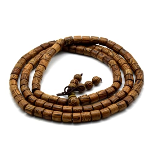 Zen Dear Unisex Natural Wenge Wood Mala Prayer Beads Necklace Bracelet Beads Meditation Buddhist Japa Rosary Mala Bead Yoga - style: 8mm 108 barrel beads