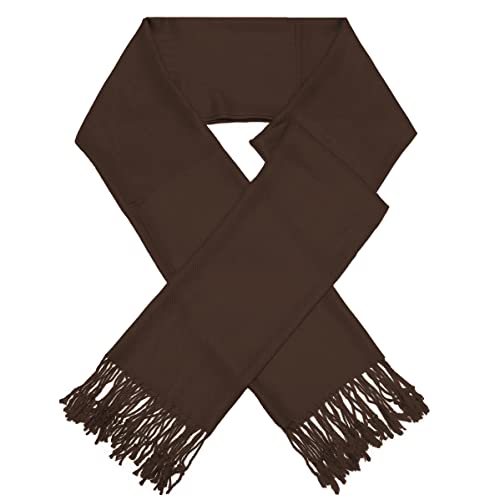 Glory Max Women Large Soft Silky Pashmina Shawl Wrap Scarf in Plain Solid Colors - color: Coffee