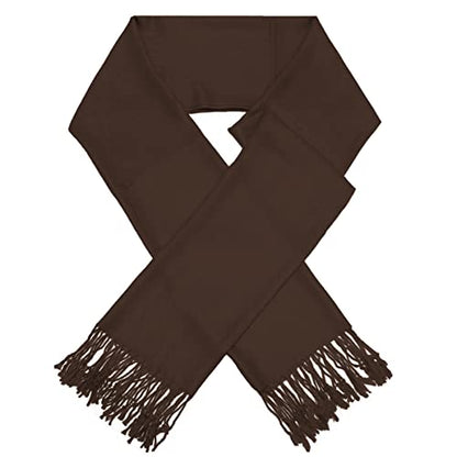 Glory Max Women Large Soft Silky Pashmina Shawl Wrap Scarf in Plain Solid Colors - color: Coffee