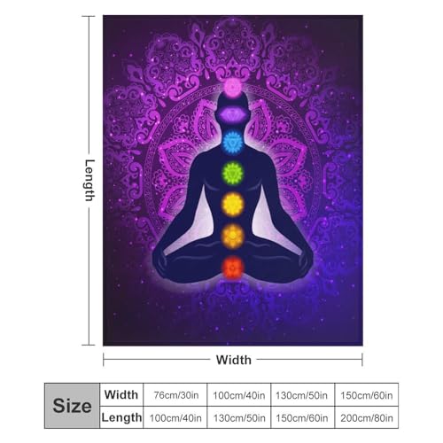 Seven Chakra Yoga Meditation Lotus Purple Mandala Soft and Comfortable Flannel Blanket, Home Blanket 40"*50" （100 * 130cm） - color: Seven Chakra Yoga Meditation Lotus Purple Man, size: 40"*50" （100*130cm）