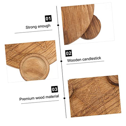 Wooden Candle Holder for Altar Table Decor Divination Rituals Modern Altar Plate Set