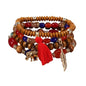 Caiyao 4Pcs Bohemia Multilayer Stackable Elephant Leaf Tassel Bracelets Colorful Wooden Resin Beaded Stretch Bracelets for Women Men Summer Beach Boho Vacation Hawaii Jewelry Gifts - style: StyleB
