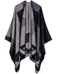 Women's Shawls and Wraps Open Front Poncho Cape Winter Sweater - color: M1-black Diamond