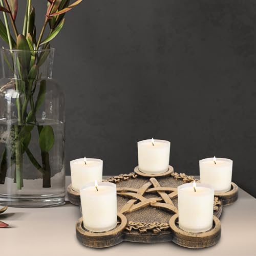 Luxshiny Pentacle Star Candleholder Decorative Desktop Altar Plate for Rituals and Mystical Props with Bright Copper Finish Compact Space-Saving Design for Home and Ceremony Use