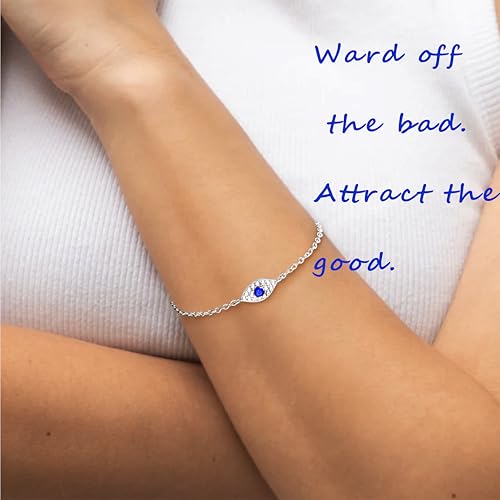 3mm Diamond Classic Tennis Bracelet for Women Dainty, Gold Jesus Cross Bracelets Trendy, 14K Gold Plated Heart/Evil Eye/Pearl/Starfish & Seashell Charm Bracelets for Women Bulk - style: Silver Evileye
