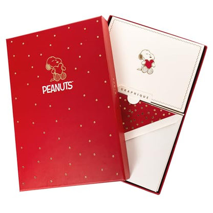 Graphique Peanuts Designer Cards Luxe Collection, Gold Foil Embossed Stationery Boxed Set, 10 Blank Cards with 11 Envelopes, All Occasion Greetings, 5.25" x 3.8" - color: Peanuts