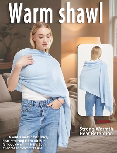 Luxury Cashmere Shawl and Wrap for Women, All-Season Pashmina Scarf Travel Blanket Large Cashmere Wool Blend Shawl