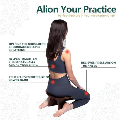 Meditation Bench, Wooden Kneeling Stool, Portable Yoga Auxiliary Stool,Multifunctional Ergonomic Seat with Travel Bag, Detachable Comfort Chair for Yoga, Prayer, Meditation(Medium) - size: Medium