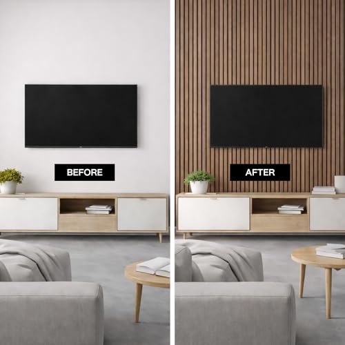 2-Pack Acoustic Wood Slat Panels - Soundproof Wall Paneling for Interior Decor