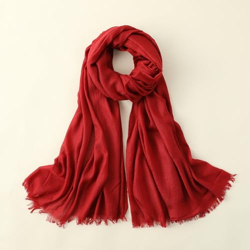 Pashmina Shawl Party Wraps Evening Dress Bridesmaid Long Cotton Scarves for Wedding - color: Wine Red 12