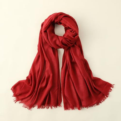 Pashmina Shawl Party Wraps Evening Dress Bridesmaid Long Cotton Scarves for Wedding - color: Wine Red 12