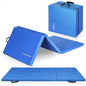 BalanceFrom 6x2 Feet 3-Panel Folding Gymnastics Mat – 2-Inch Thick Pad with Vinyl Surface and Carrying Handles for Tumbling, Yoga, Pilates, Home Workouts, and Martial Arts - color: Blue2