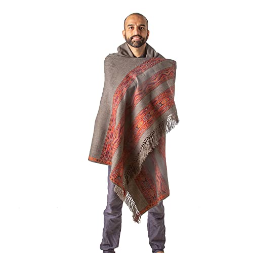 Meditation Shawl or Blanket, Exotic Shawl/Wrap, Oversize Scarf or Stole. Unisex - color: Dark Grey