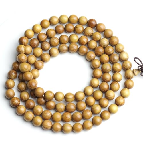 Zen Dear Natural Golden Sandalwood Mexican Bocote Mala Prayer Bead Bracelet Link Wrist Necklace Mala Beads - style: 6mm 108 beads