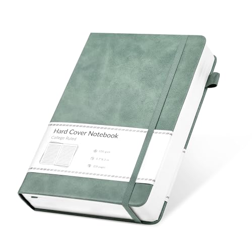 CAGIE Lined Journal Notebook for Women Men 320 Pages 100 Gsm Paper Thick Journaling Notebooks A5 Leather Journals for Writing Hardcover Journal Supplies for Work Note Taking Diary, 5.7x8.3 In, Green - color: Green, style: Lined A5