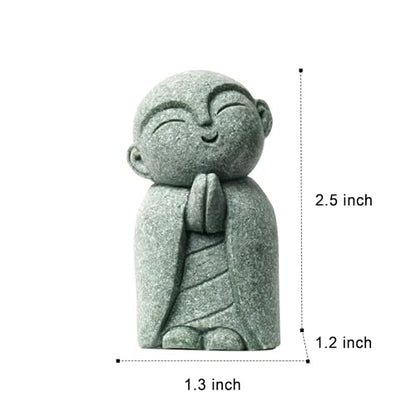 OwMell Japanese Jizo Monk Statue, Buddha Jizo Figurine Memorial Aquarium Statue Ornament - Tilt Smile - color: Tilt Smile Stone
