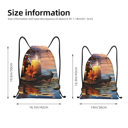 Candles Meditation Stones Drawstring Bag Women Men Drawstring Backpack Waterproof Lightweight Gym Sackpack Yoga Bag,Medium - size: Medium