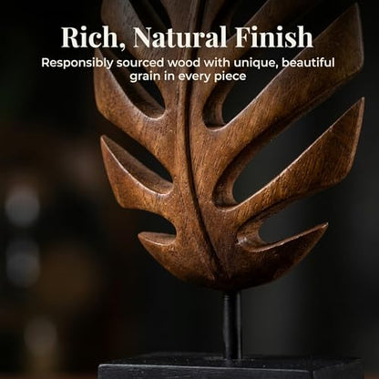 Solid Wood Leaf Sculpture, Gift for Mom, Home Decor, Living Room, Boho, Coffee Table, Centerpiece Table Decorations, Mantle, Bathroom Shelf, Farmhouse, Christmas Decorations