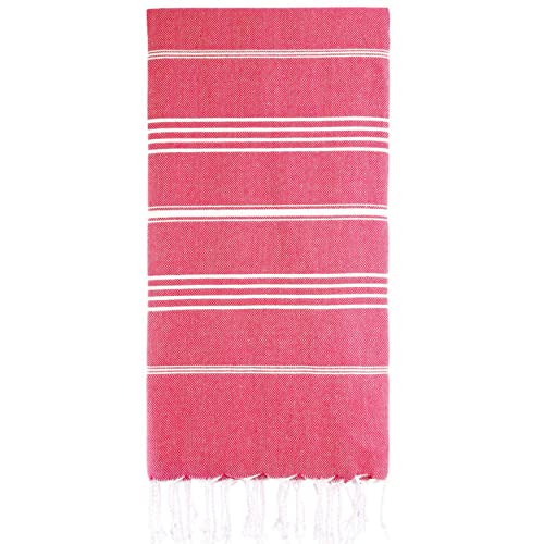 Lina Turkish Beach Towel Peshtemal (38" x 71"), Sand-Free, Large & Quick-Dry, Lightweight Pool Towels for Travel, Soft 100% Turkish Cotton & Pre-Washed, Ideal for Spa or Bath, Fuschia - color: Fuschia