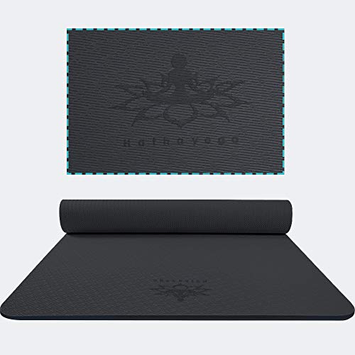 Hatha Yoga Extra Thick TPE Yoga Mat - 72"x 32" Thickness 1/2 Inch -Eco Friendly SGS Certified - With High Density Anti-Tear Exercise Bolster For Home Gym Travel & Floor Outside - color: Black