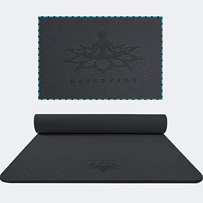 Hatha Yoga Extra Thick TPE Yoga Mat - 72"x 32" Thickness 1/2 Inch -Eco Friendly SGS Certified - With High Density Anti-Tear Exercise Bolster For Home Gym Travel & Floor Outside - color: Black