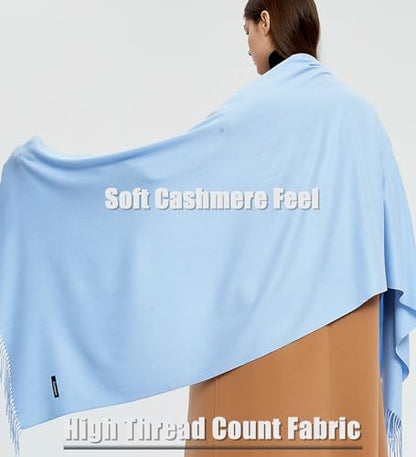 Pashmina Shawls and Wraps Scarfs for Women Wedding Party Winter Warm Long Solid Color - color: Sky Blue
