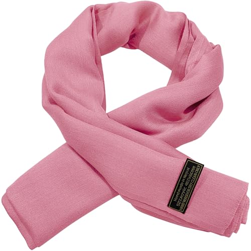 CJ Apparel Solid Color Fringe Design Fringe Shawl Scarf Wrap Stole Throw Head Wrap Pashmina Gift Hand Made in Nepal New - color: Rose Pink Fc1110