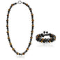 Men Tiger Eye Beaded Necklace Triple Protection Bracelet Jewelry Sets Hematite Black Obsidian Healing Crystal Stone Chakra Necklace for Women