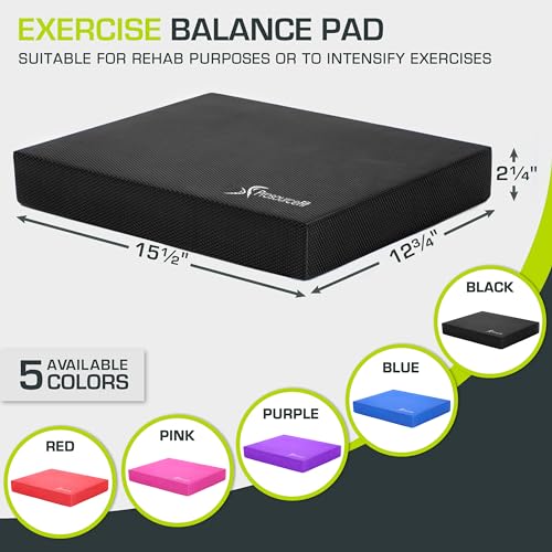 ProsourceFit Exercise Balance Pad, Non-Slip Cushioned Foam Mat & Knee Pad for Fitness and Stability Training, Yoga, Physical Therapy - color: Black, size: L - (15.5" x 12.75") (Pack of 8)