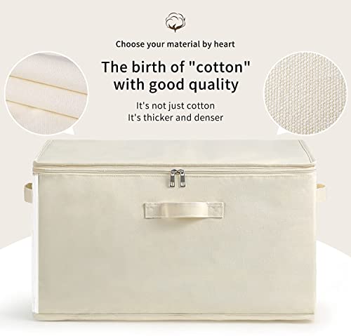 3-Pack Large Canvas Comforter Storage Bags for Clothes Sweater Clothes Organizer with Dual Zipper Three Carrying Handles for Blanket Closet Storage Container