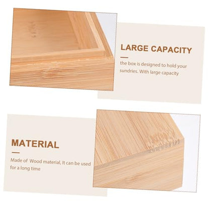 Outanaya Square Wooden Desktop Storage Box Natural Jewelry Box Pantry Storage Organizer - size: 12.50X12.50X5.00CM