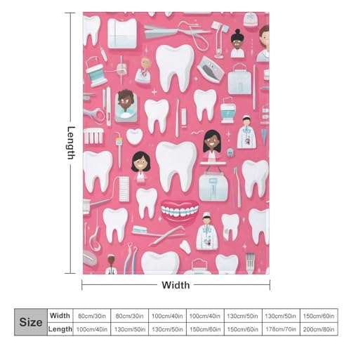 Fashion Bed Sofa Couch Cover, Unisex Blanket, Teeth Dental Seamless Pattern Pink Lightweight Flannel Blanket - color: Color294, size: 30"x40"