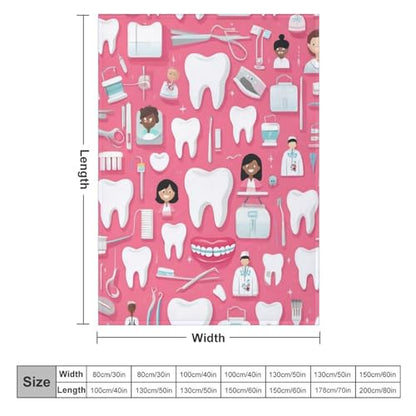 Fashion Bed Sofa Couch Cover, Unisex Blanket, Teeth Dental Seamless Pattern Pink Lightweight Flannel Blanket - color: Color294, size: 30"x40"