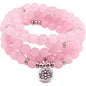 8mm 108 Mala Beads Wrap Bracelet Necklace for Yoga Charm Bracelet Natural Gemstone Jewelry for Women Men - color: Powder Crystal