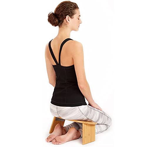 Meditation Bench, Bamboo, Foldable & Ergonomic Meditation Stool, Comfortable for Kneeling or Sitting, 20x7.5x7.3inch