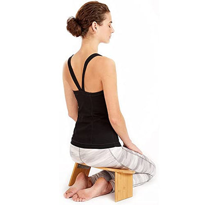 Meditation Bench, Bamboo, Foldable & Ergonomic Meditation Stool, Comfortable for Kneeling or Sitting, 20x7.5x7.3inch