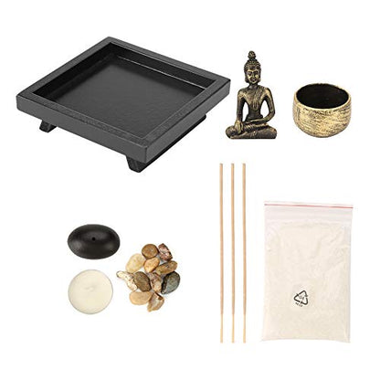 Zen Meditation Rock Garden Table Kit, Chinese Buddhism Candlestick, Meditation Relax Decor Set for Home,Garden