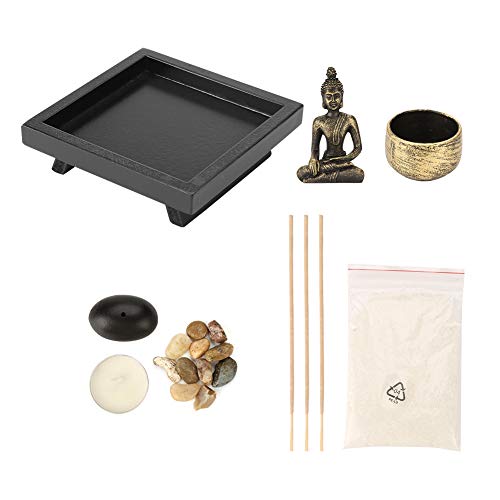Zen Meditation Rock Garden Table Kit, Chinese Buddhism Candlestick, Meditation Relax Decor Set for Home,Garden